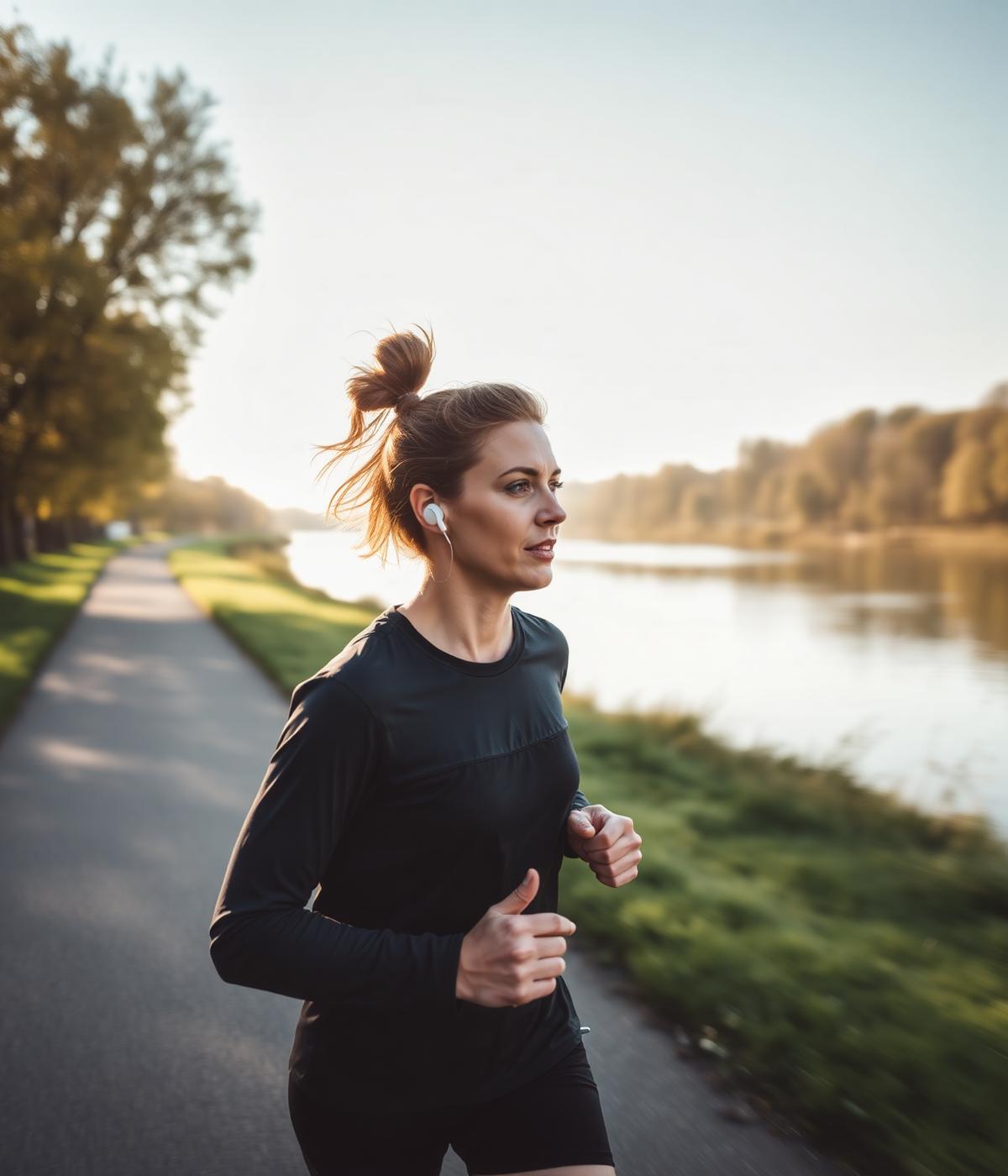 Person nutzt Earbuds im Alltag im Freien